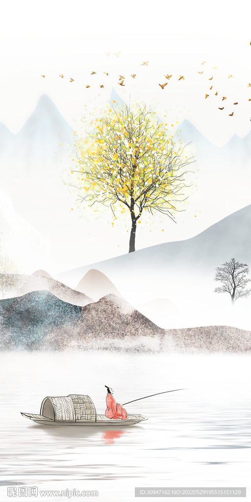 新中式玄关风景框画 TiF分层