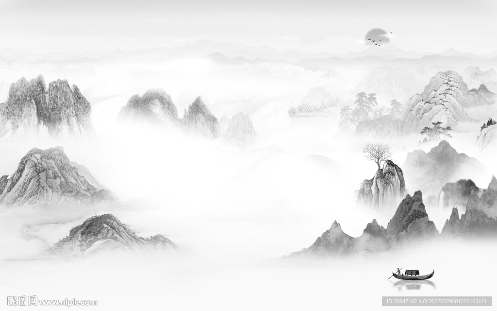 无框画最新风景山水 Tif分层