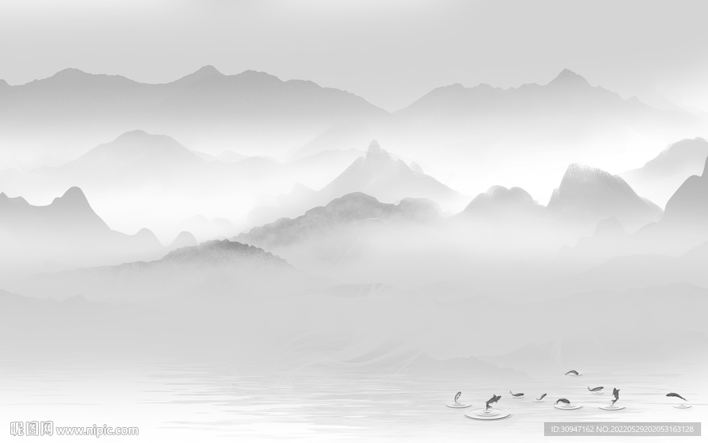 背景墙最新风景山水 Tif分层