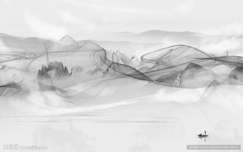 中式最新风景山水 Tif分层