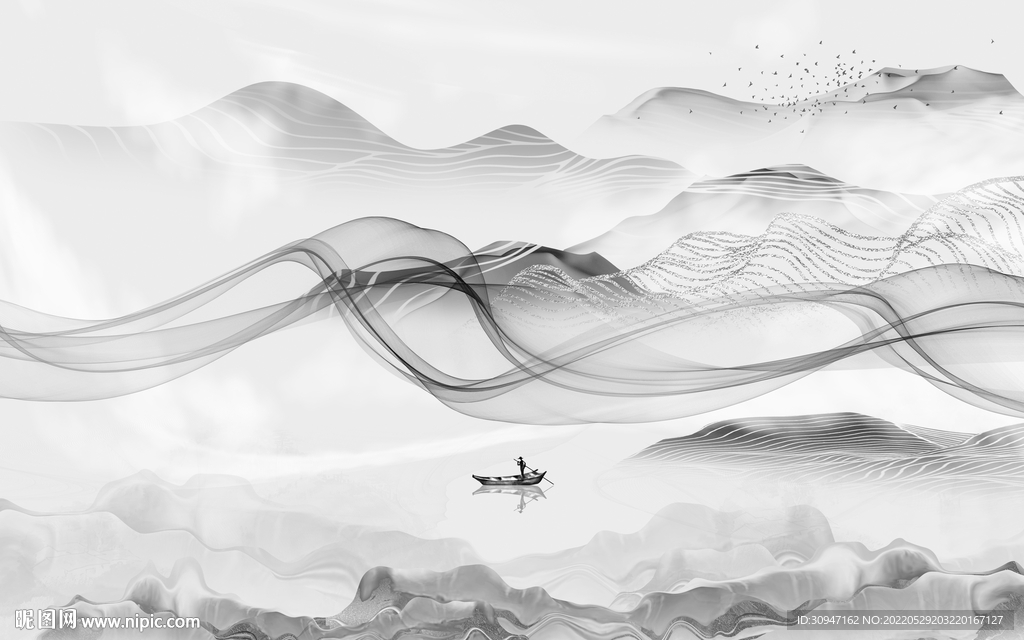 线条爆款风景山水 Tif分层