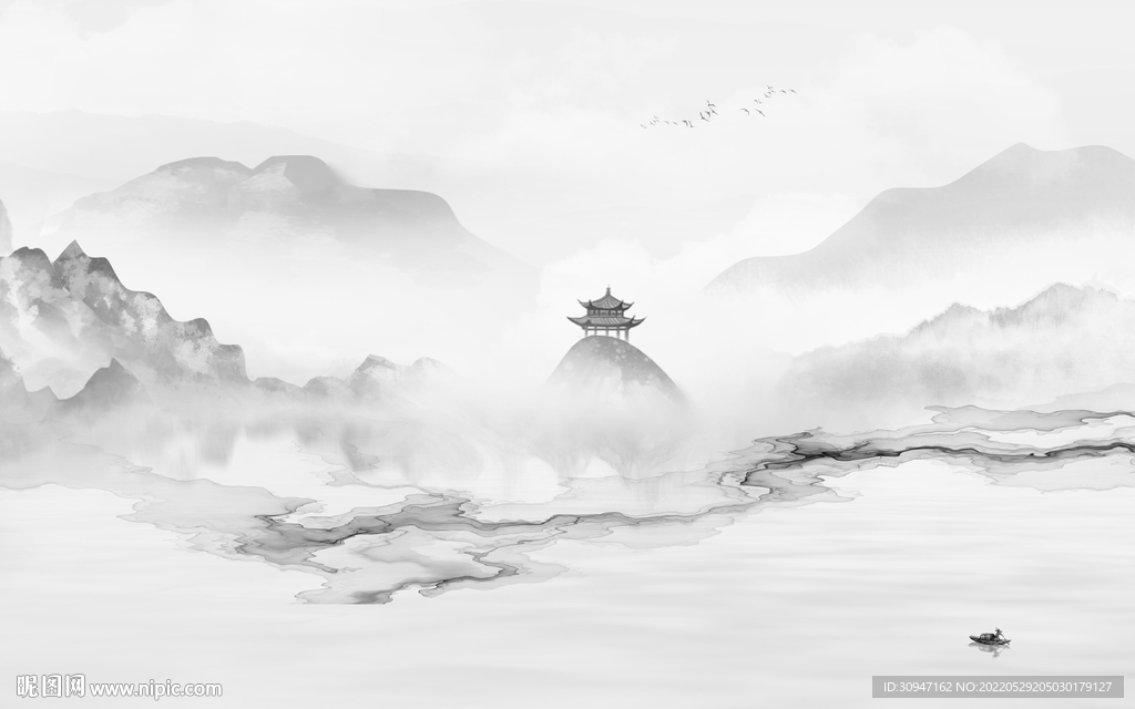 爆款现代风景山水 Tif分层