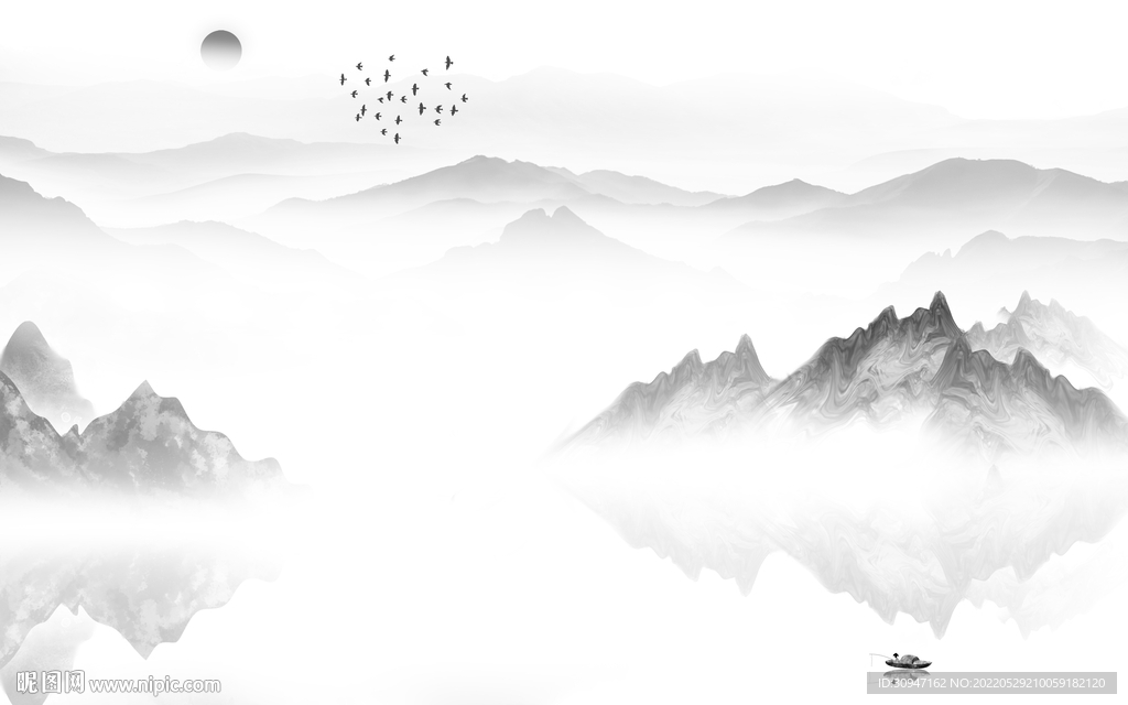 水墨最新风景山水 Tif分层