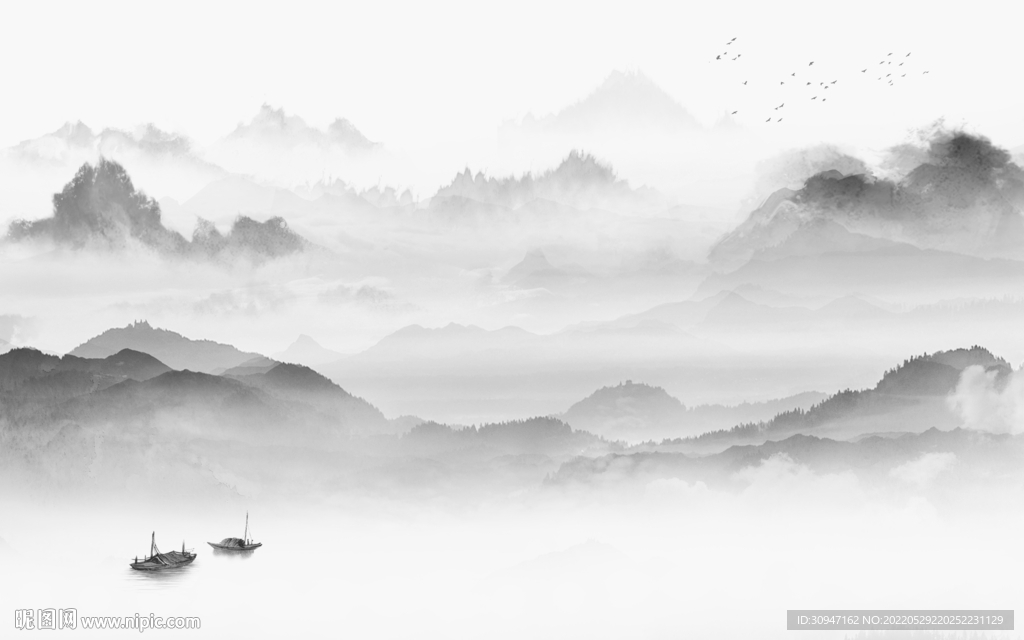 新品高档现代山水 Tif分层