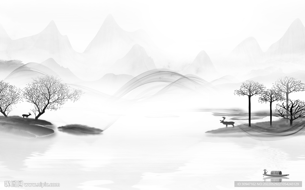 中国风高档现代山水 Tif分层