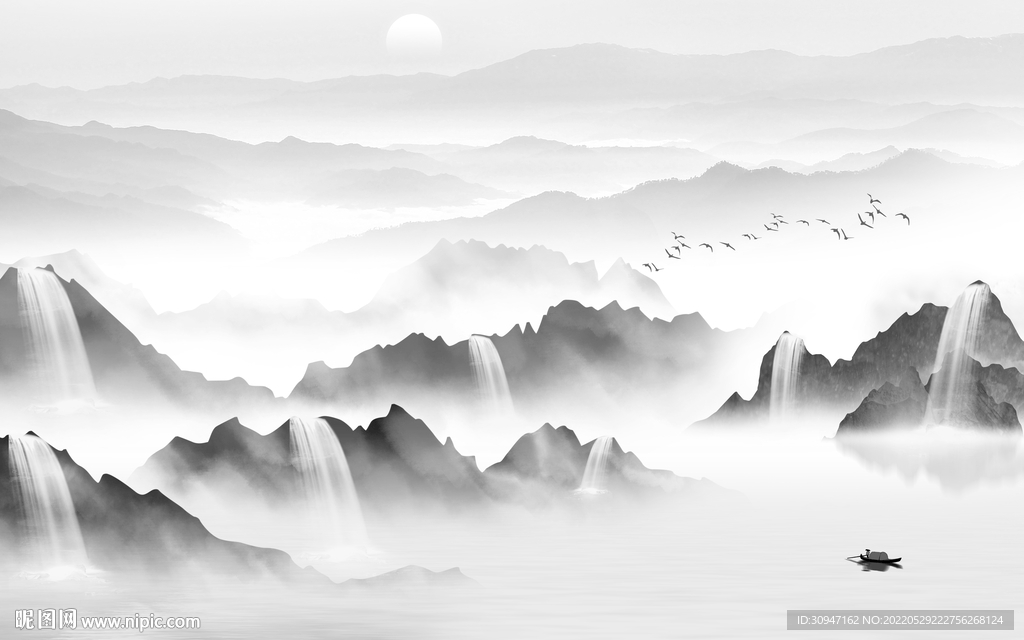 高端 高档现代山水 Tif分层