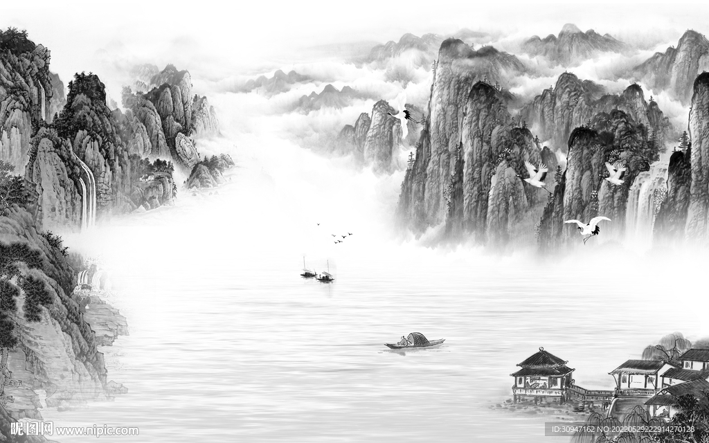 高清 高档现代山水 Tif分层