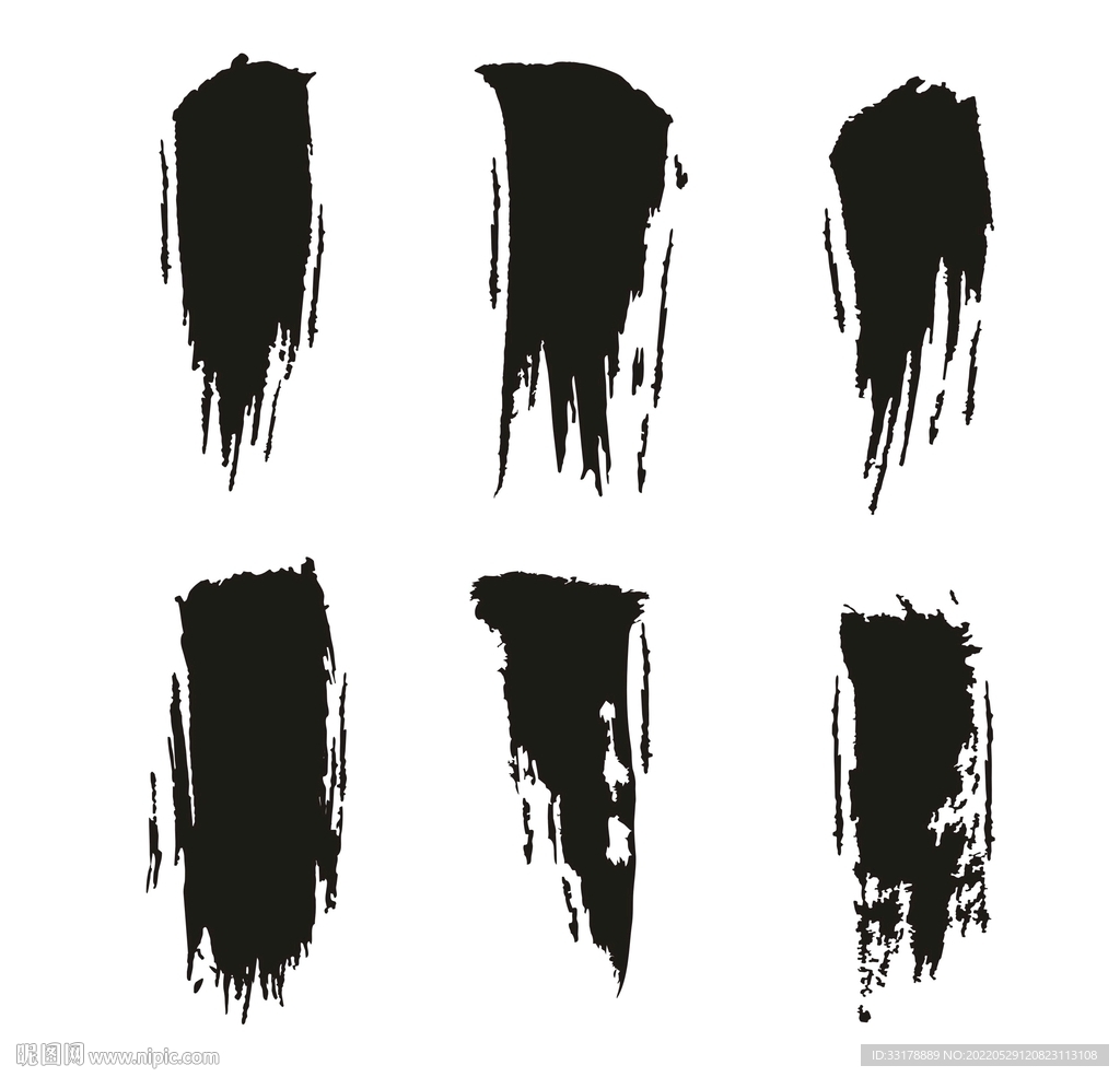 矢量中国风飞白书法泼墨笔触