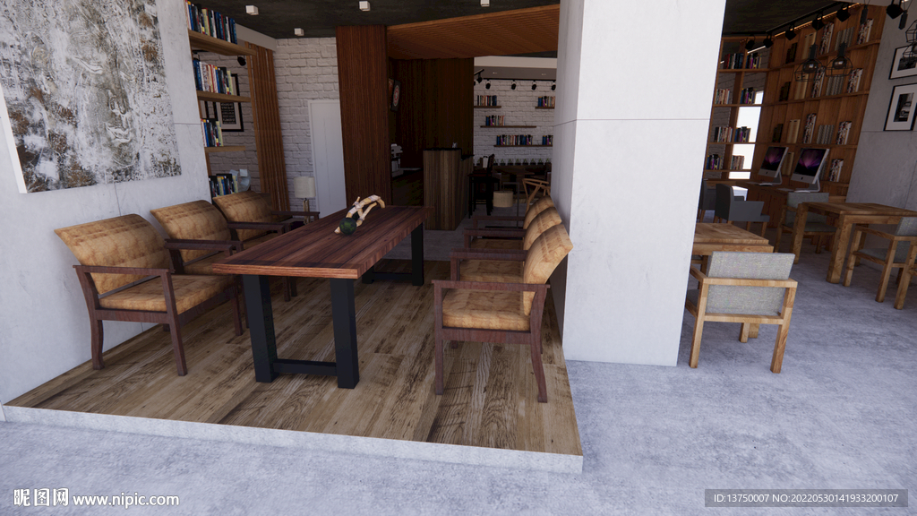 日式书吧咖啡厅SU模型skp