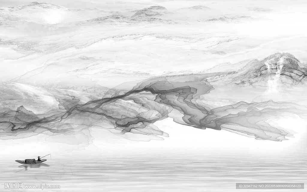 无框画中式最新山水 Tif分层