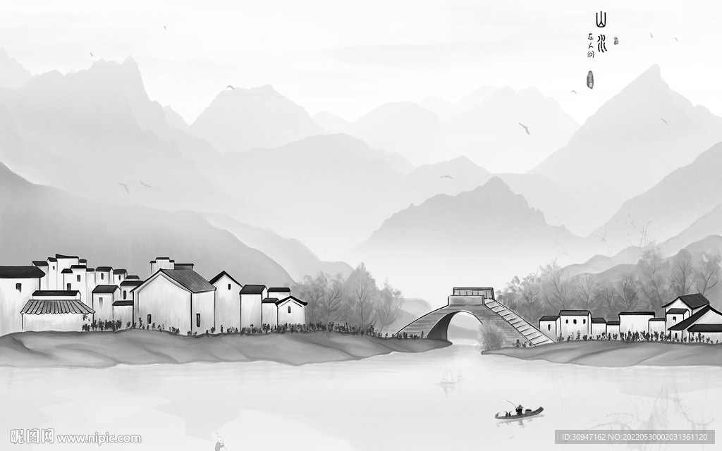 新品中式最新山水 Tif分层