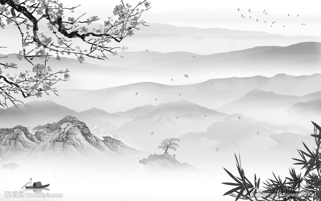 新款中式最新山水 Tif分层