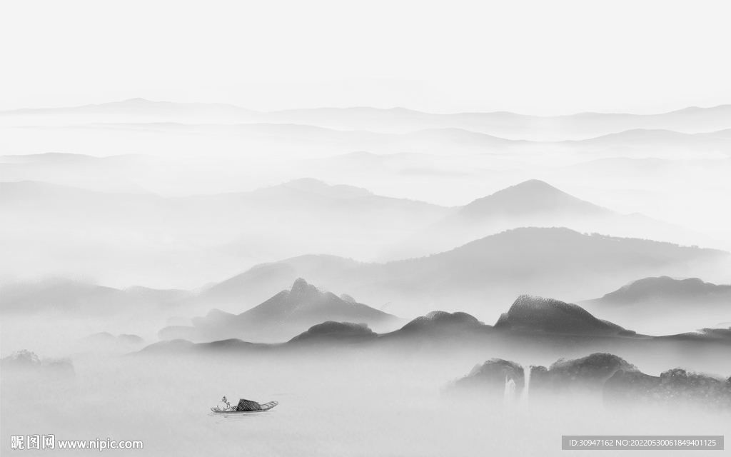 高清 灰色客厅山水 Tif分层