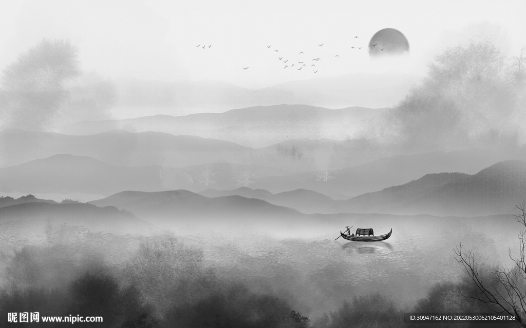 意境高雅中式山水 Tif分层