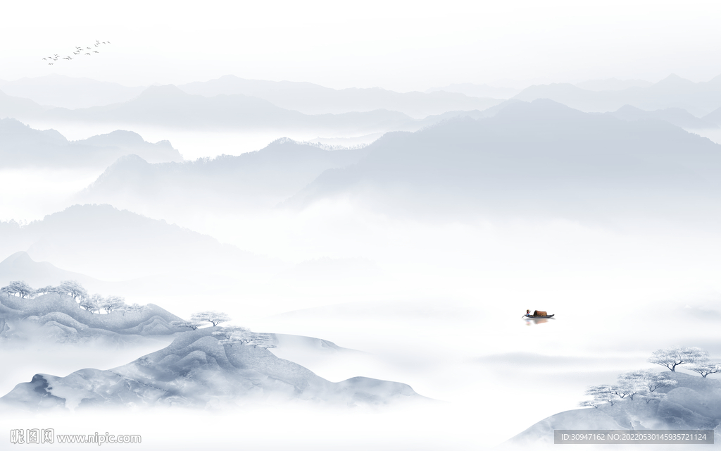 蓝色新款高雅山水 TIf分层