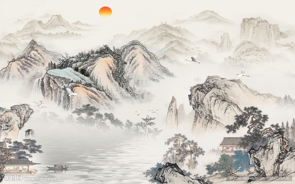 无框画新款高雅山水 TIf分层