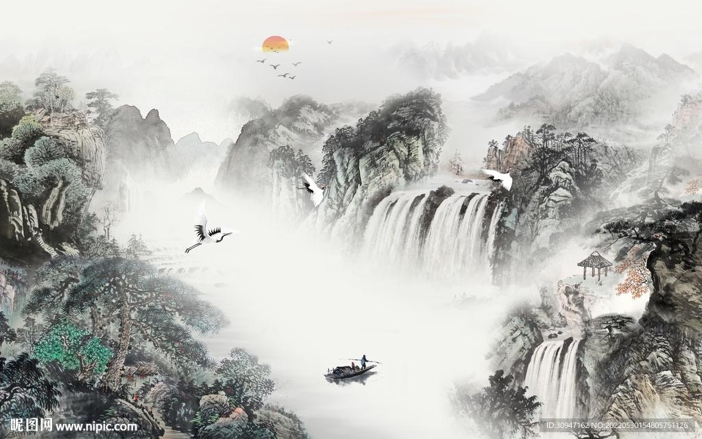 中式新款高雅山水 TIf分层