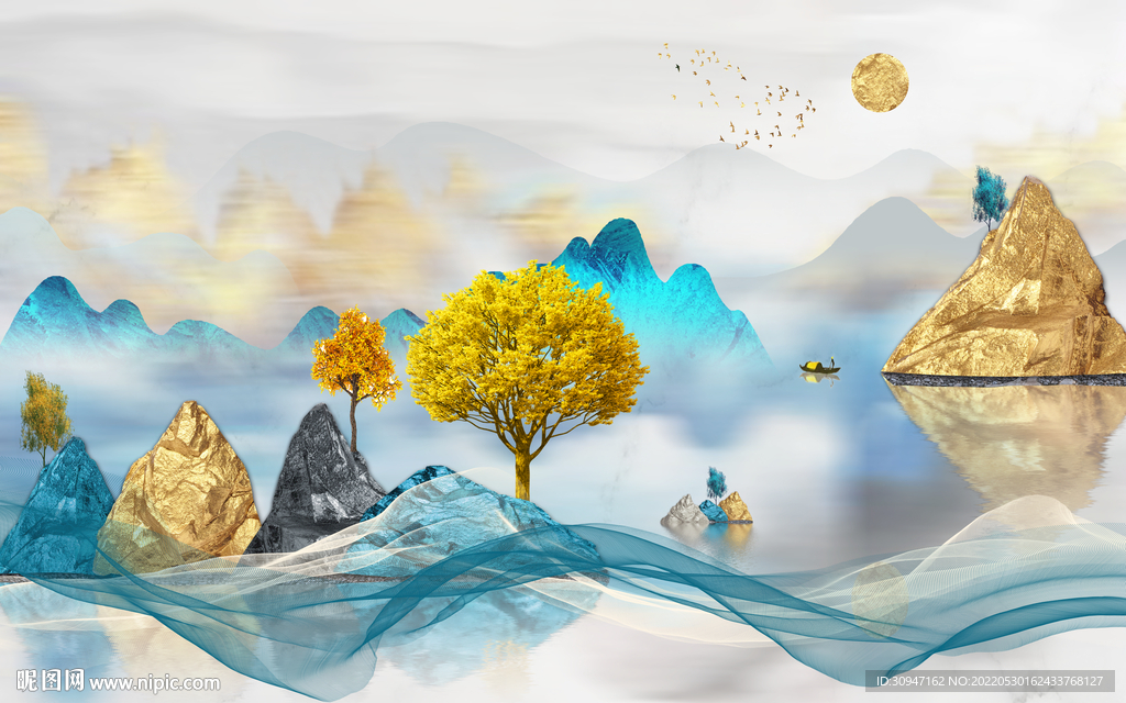 背景墙人气高端山水 TIf分层