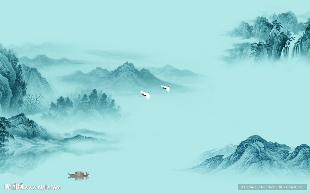 新中式风景高档山水 Tif分层