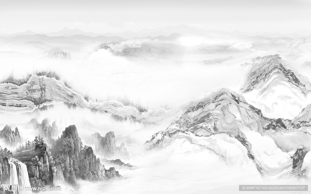 白色人气高端山水 TIf分层