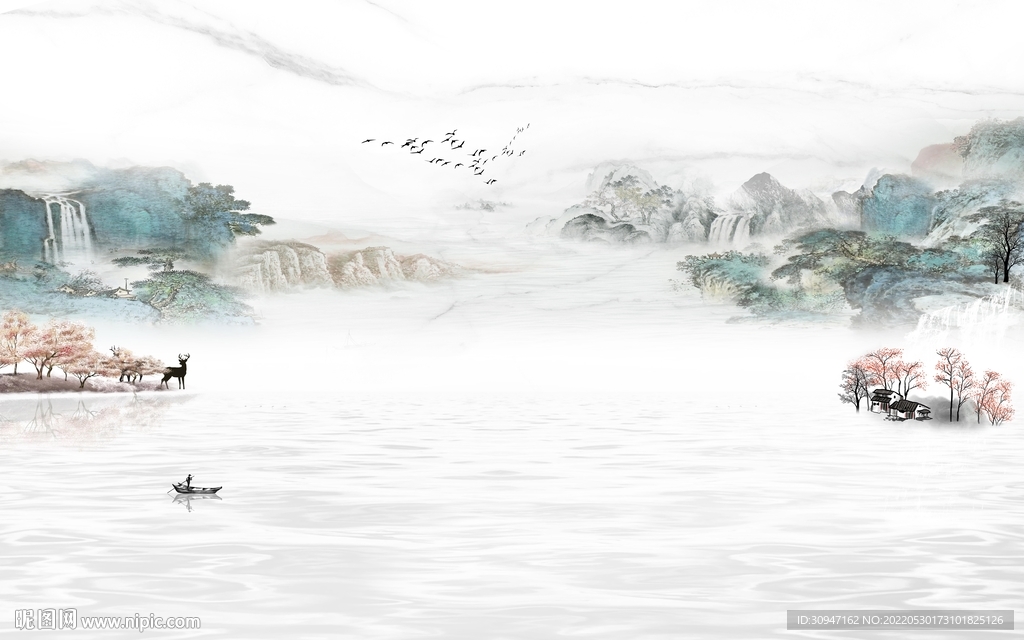 爆款大气中式山水 Tif分层