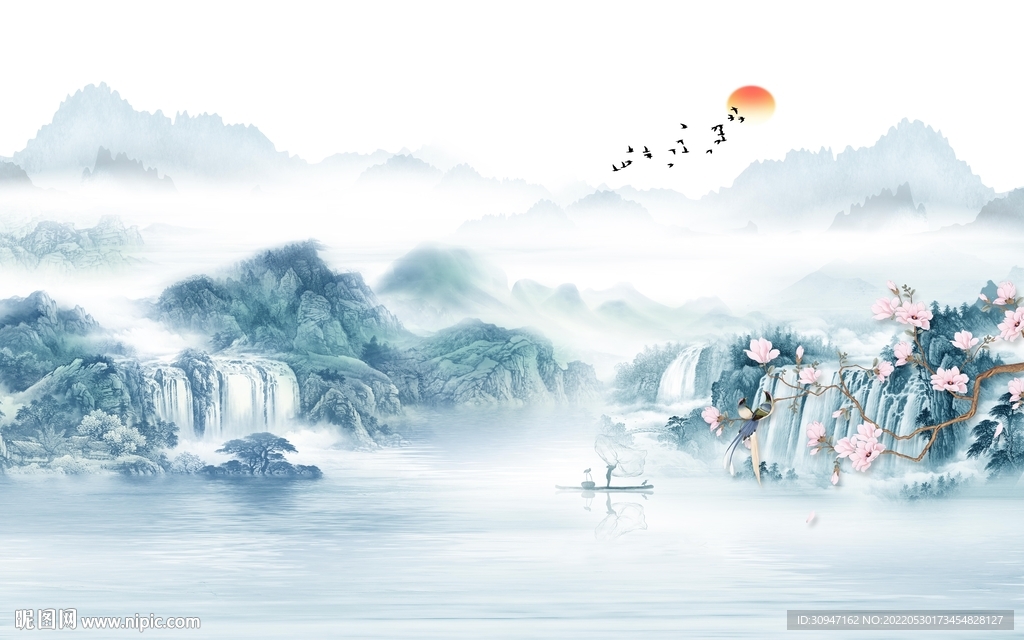 最新爆款中式山水 Tif分层