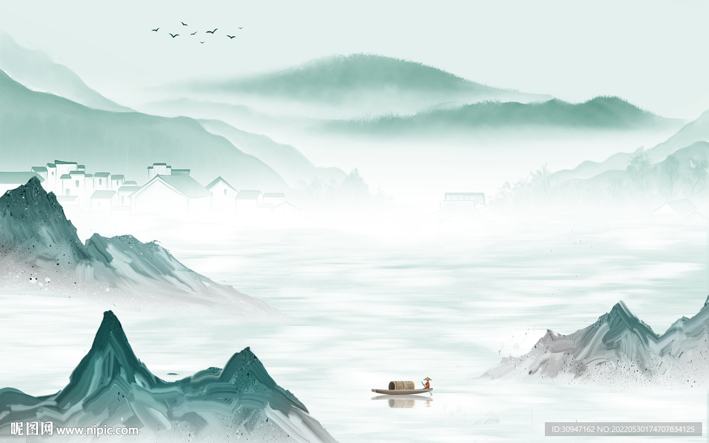 现代爆款中式山水 Tif分层