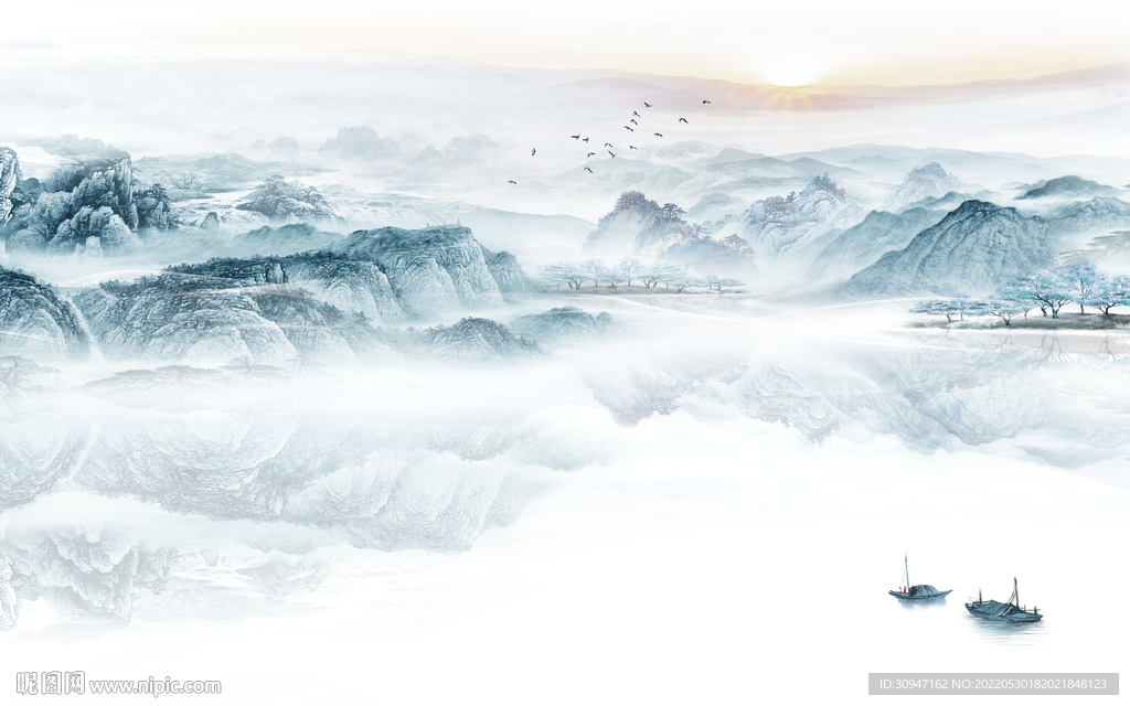 高清 爆款中式山水 Tif分层