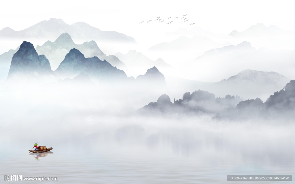 背景墙爆款人气山水 TIf分层