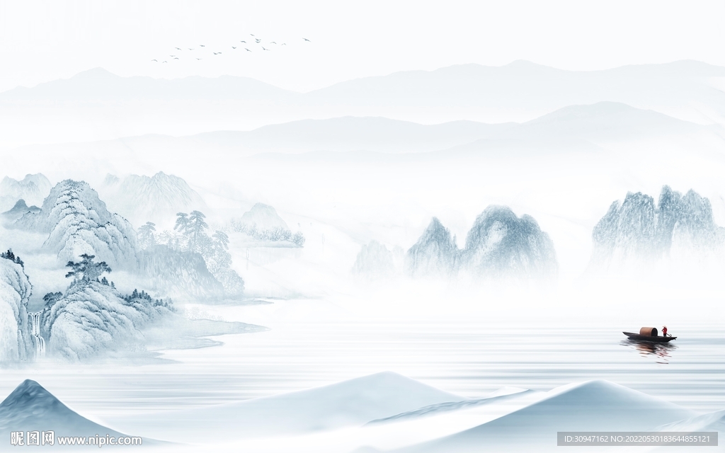 无框画风景最新山水 TIf分层