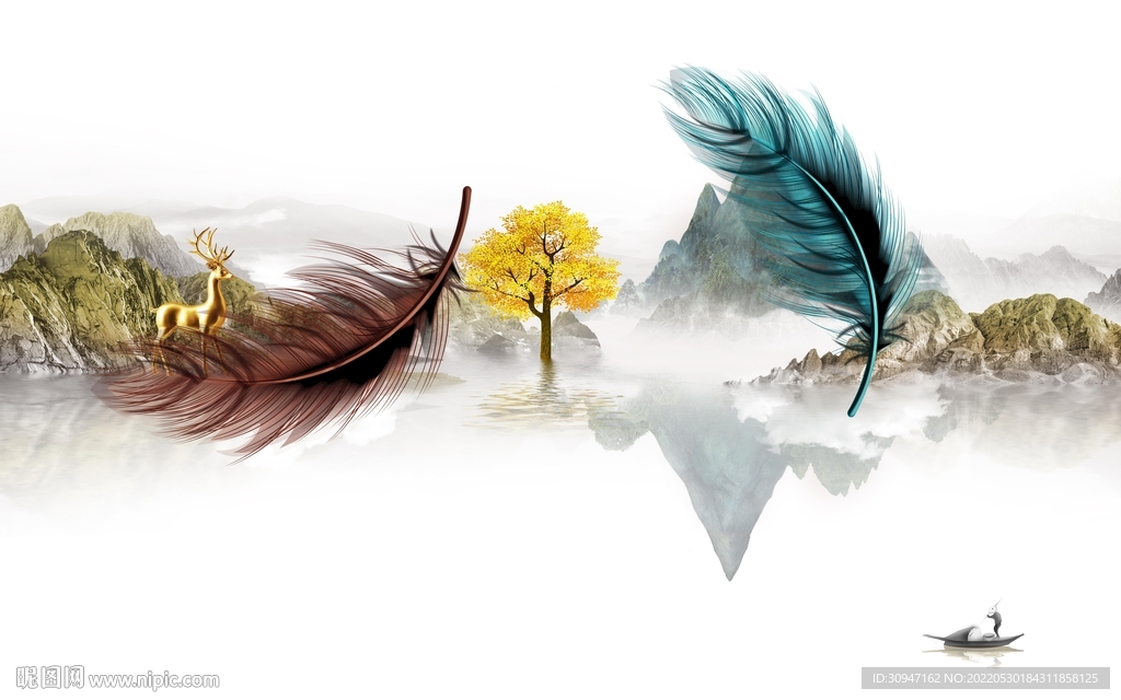 羽毛爆款人气山水 TIf分层