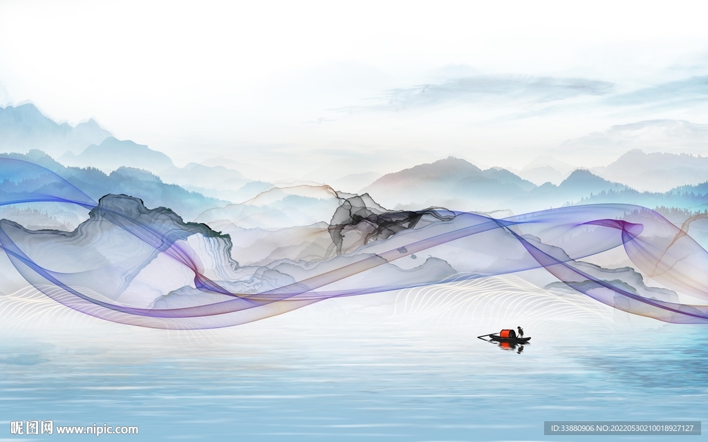 水墨高端背景墙画 Tif分层