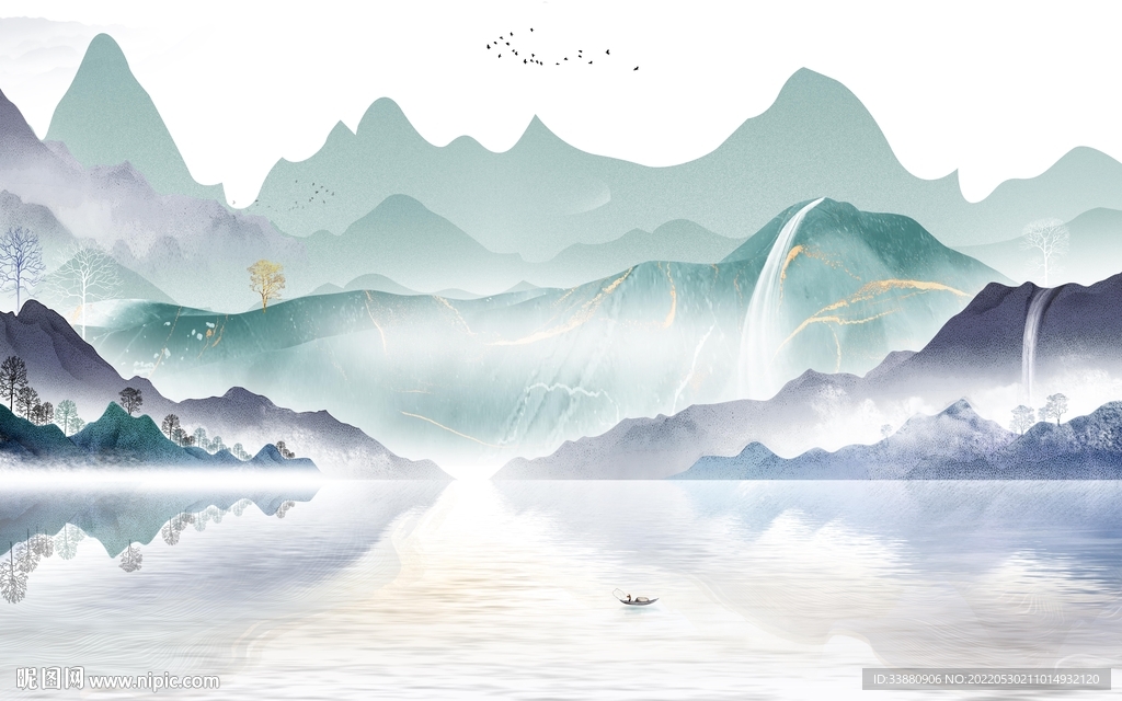 无框画高端简约山水 Tif分层