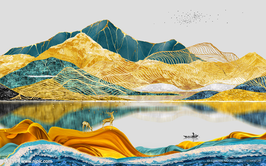 现代 高端背景墙画 Tif分层