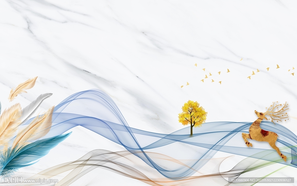 新款高端背景墙画 Tif分层