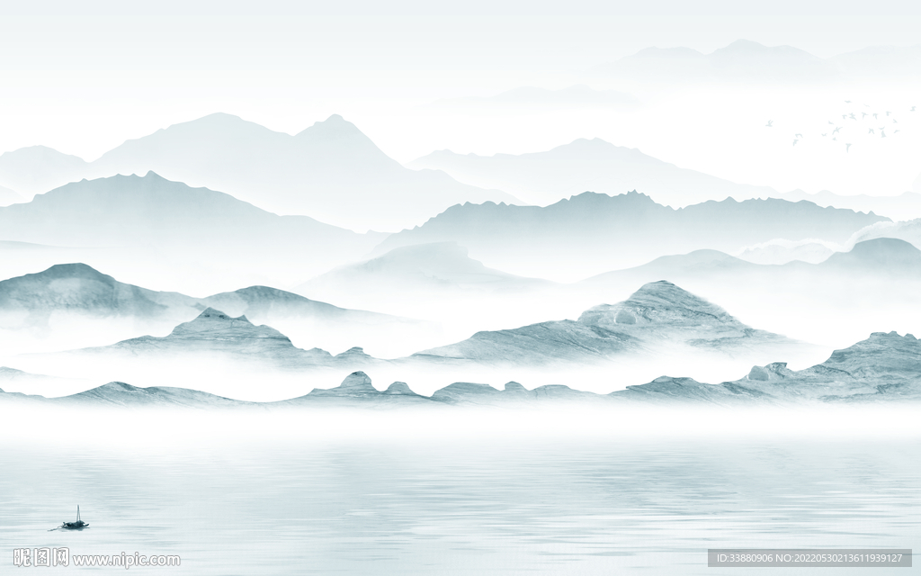 中国风高端简约山水 Tif分层