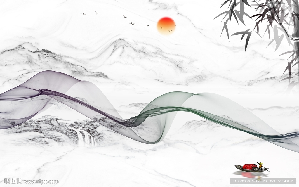 新品高端简约山水 Tif分层