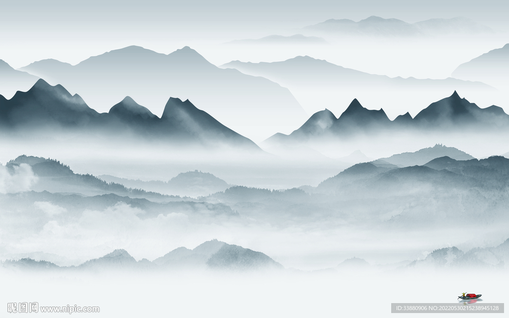 中式高端简约山水 Tif分层