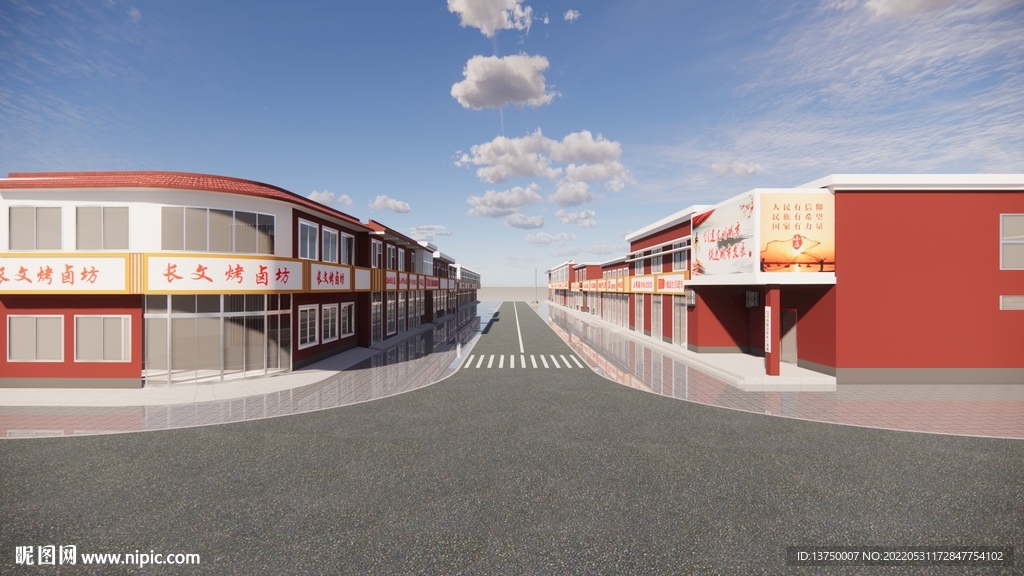 街道新中式店面商铺立面改造su