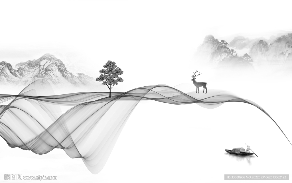 灰色大气高端山水 Tif分层