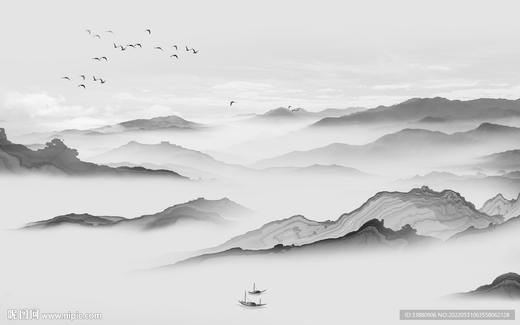 水墨大气高端山水 Tif分层