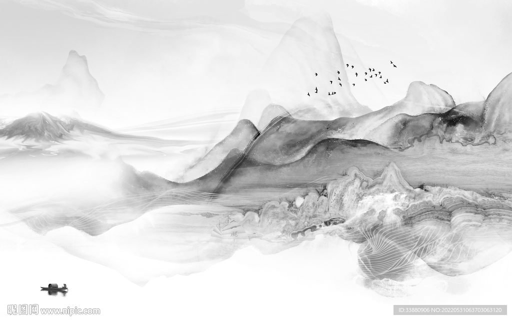 线条大气高端山水 Tif分层