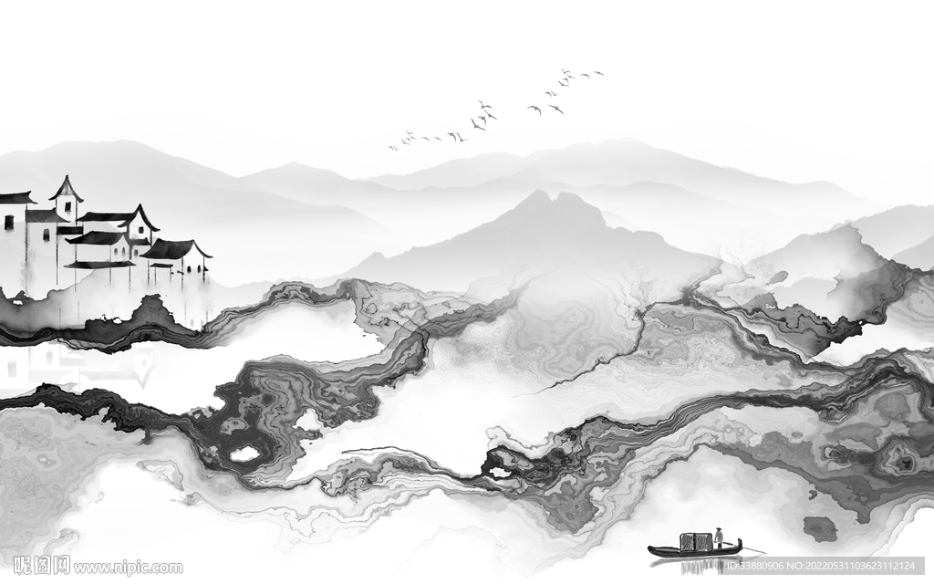 高档 现代爆款山水 tiF分层