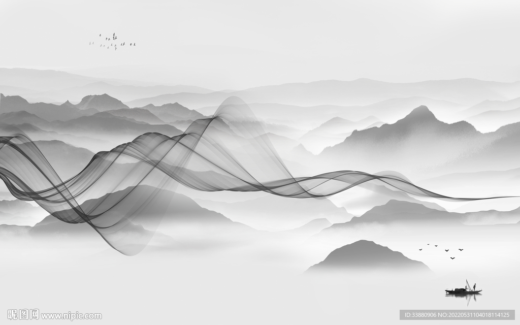 灰色大气客厅山水 tiF分层