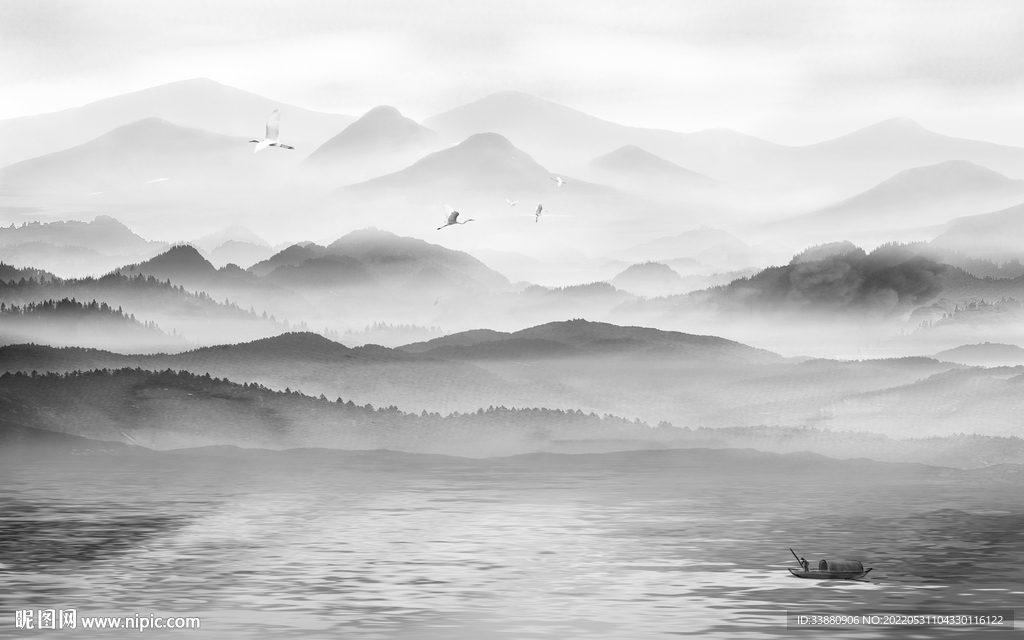 无框画大气客厅山水 tiF分层