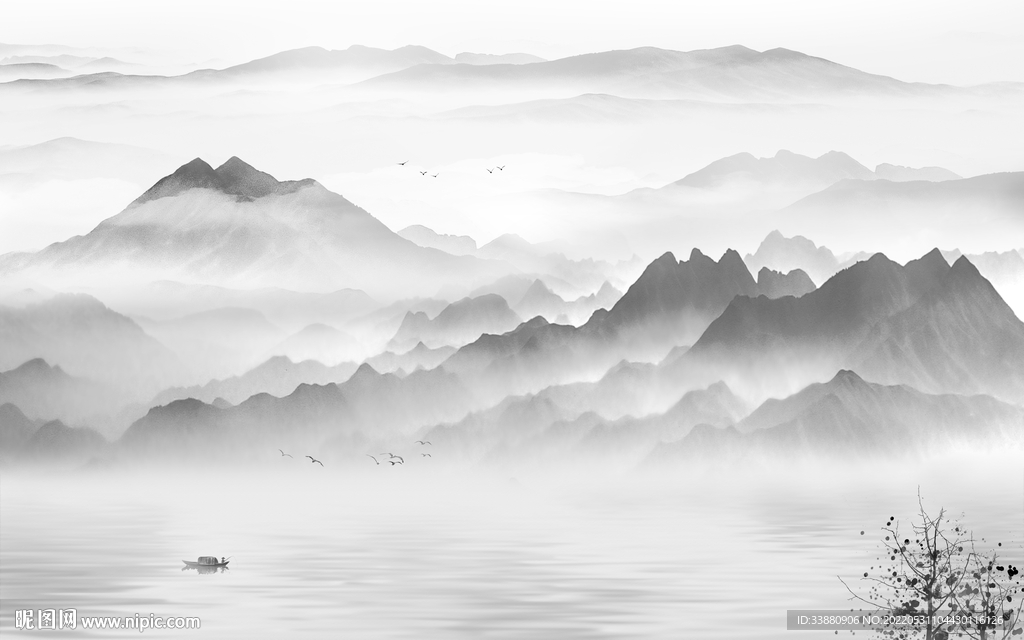 高端大气客厅山水 tiF分层