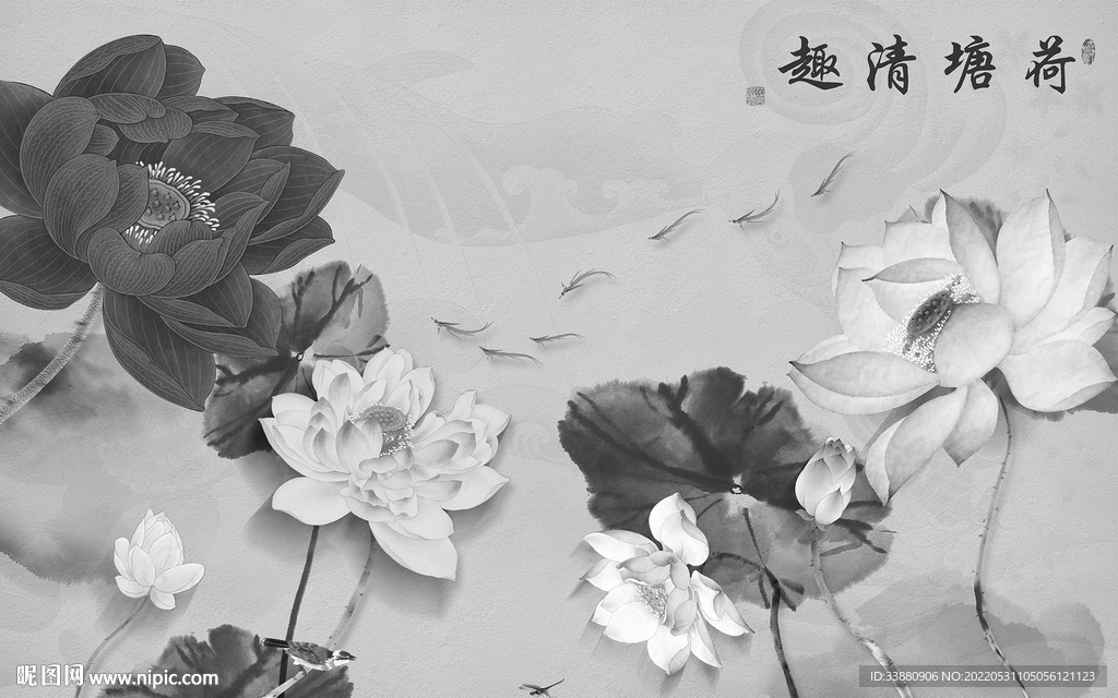 荷花 意境大气山水 tiF分层