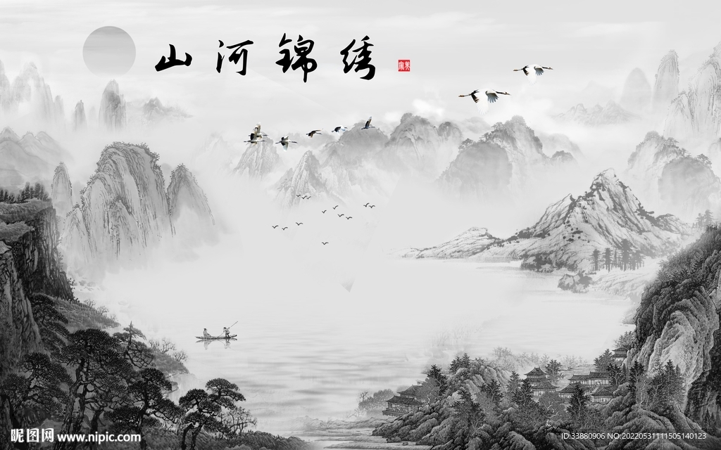 国画 意境大气山水 tiF分层