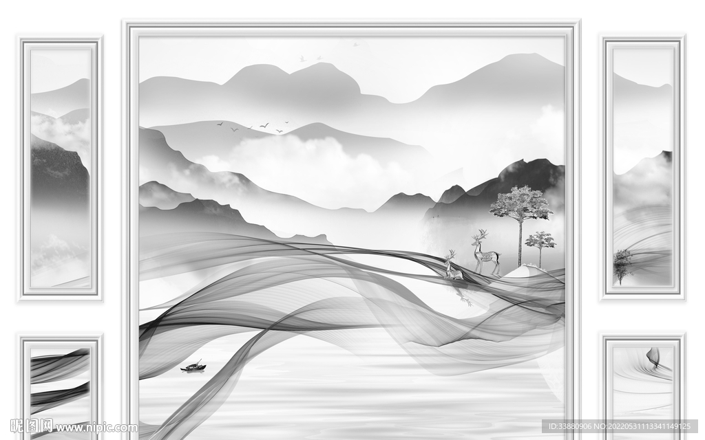 新品大气客厅山水 tiF分层