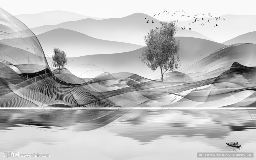 意境大气客厅山水 tiF分层